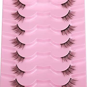 Half Lashes Natural Look Wispy Soft Strip Mink Eyelashes Cat Eye 3D Curl Short False Lashes 7 Pairs Pack by ALICE