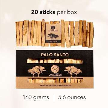 LOTS OF ZEN Palo Santo Sticks Authentic (Approx. 160 Grams | 5.6 Oz) — Large Pack — 100% Natural Spiritual Cleansing Palo Santo Smudge Sticks from Peru — Wild Harvested Sustainably Hand Picked