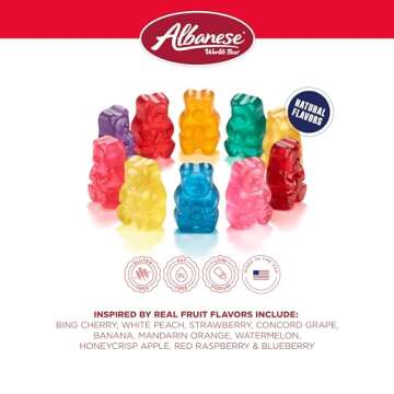 Albanese World's Best True to Fruit™ – American Favorite Fruits Gummies, 0.75oz Bag of Candy (Pack of 200)