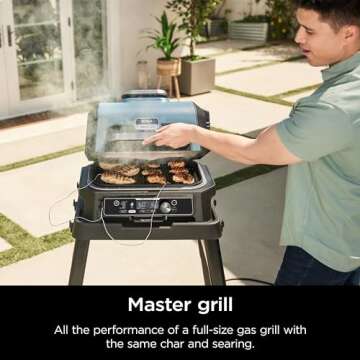 Ninja OG951 Woodfire Pro Connect Premium XL Outdoor Grill & Smoker, Bluetooth, App Enabled, Air Fryer, Woodfire Technology, 2 Built-In Thermometers, Black (Renewed)