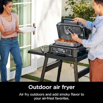 Ninja OG951 Woodfire Pro Connect Premium XL Outdoor Grill & Smoker, Bluetooth, App Enabled, Air Fryer, Woodfire Technology, 2 Built-In Thermometers, Black (Renewed)