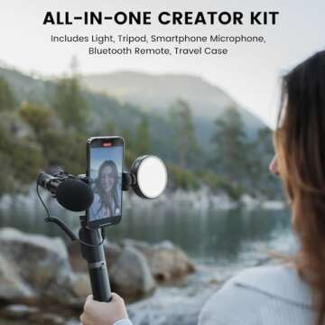 Lume Cube Mobile Creator Kit 2.0 - Portable Selfie Phone Holder with Adjustable Tripod Stand, LED Light & Built-in Mic - Bicolor Selfie Light for Social Media, Vlogging, & Video Content