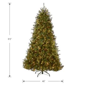 National Tree Company Pre-Lit Artificial Full Christmas Tree, Green, Dunhill Fir, White Lights, Includes Stand, 6 Feet