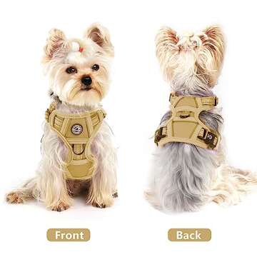 Puppy Harness No Pull Dog Vest Harness Breathable Padded Dog Chest Harness Adjustable for Small Medium Large Dog (Khaki, Small)