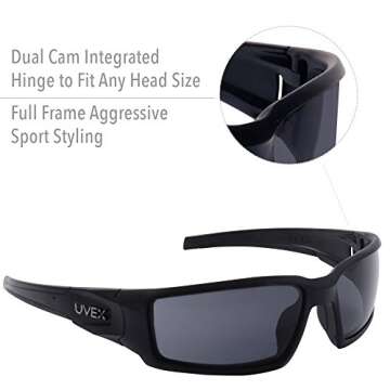 Howard Leight by Honeywell Uvex Hypershock Anti-Glare Shooting Glasses with Uvextreme Plus Anti-Fog Lens Coating, Gray Lens (R-02223)