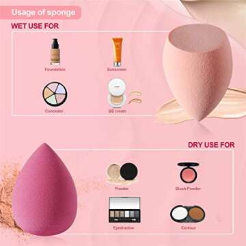 DUAIU 4 Pcs Makeup Sponge Set Beauty Sponge Foundation Blending Sponge, Flawless for Liquid, Cream, and Powder, Multi-colored Makeup Sponges with Storage Box