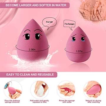 DUAIU 4 Pcs Makeup Sponge Set Beauty Sponge Foundation Blending Sponge, Flawless for Liquid, Cream, and Powder, Multi-colored Makeup Sponges with Storage Box