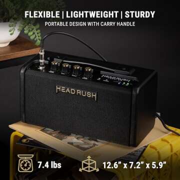 HeadRush FRFR-GO - 30W Electric and Bass Guitar Amplifier with Dual 3" Speakers, Bluetooth and Rechargeable Battery, for Multi-FX/Amp Modeling Pedals