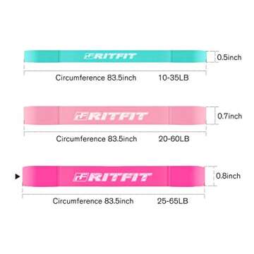 RitFit Pull Up Assist Band - Premium Resistance Band for Pull Up Assistance, Resistance Training, Body Stretching, Powerlifting, Mobility Training (#10 Rose Pink)