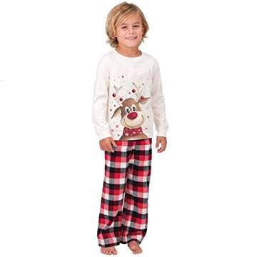 LIONVI Family Matching Christmas Pajamas Set Cotton Xmas Deer Holiday Pajamas Sleepwear Dad Mom Kids PJs (Kids, 2T, A)