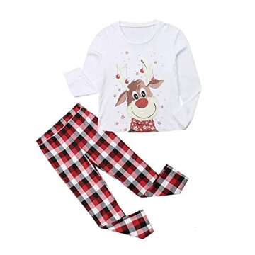 LIONVI Family Matching Christmas Pajamas Set Cotton Xmas Deer Holiday Pajamas Sleepwear Dad Mom Kids PJs (Kids, 2T, A)