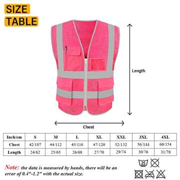 HYCOPROT High Visibility Mesh Safety Reflective Vest with Pockets and Zipper, Meets ANSI/ISEA Standards