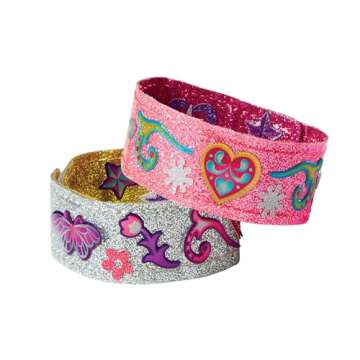 Melissa & Doug Design-Your-Own Bracelets With 100+ Sparkle Gem and Glitter Stickers - Kids Snap Bracelets, Jewelry Crafts For Kids Ages 4+