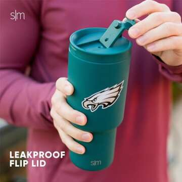 Simple Modern Officially Licensed NFL Philadelphia Eagles 30 oz Tumbler with Flip Lid and Straws | Insulated Cup Stainless Steel | Gifts for Men Women | Trek Collection | Philadelphia Eagles