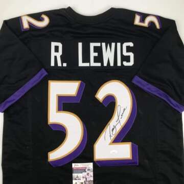 Autographed/Signed Ray Lewis Baltimore Black Football Jersey JSA COA