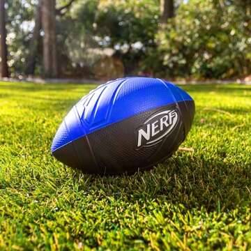 Nerf Kids Foam Football - Pro Grip Youth Soft Foam Ball - Indoor + Outdoor Football for Kids - Small Foam Football - 9" Inch Youth Sized Football - Blue + Black