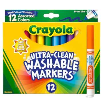 Crayola Broad Line Markers (12ct), Washable Markers for Kids, Arts & Crafts Supplies, Coloring Markers, Gifts for Kids & Toddlers, 3+