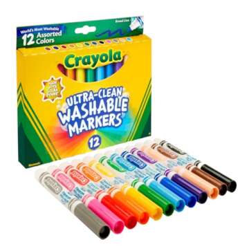 Crayola Broad Line Markers (12ct), Washable Markers for Kids, Arts & Crafts Supplies, Coloring Markers, Gifts for Kids & Toddlers, 3+