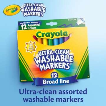 Crayola Broad Line Markers (12ct), Washable Markers for Kids, Arts & Crafts Supplies, Coloring Markers, Gifts for Kids & Toddlers, 3+