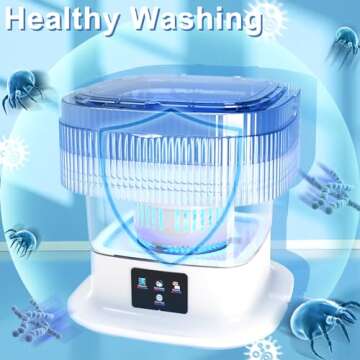 Portable Washing Machine, 11L Large Capacity, Mini Washing Machine with Spin Dryer, Small Foldable Laundry Washer for Travel, Rv, Dorm, Capming, Apartment, Socks, Underwear, Baby Clothes, Grey