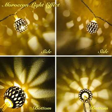 LOUIS CHOICE Moroccan String Lights Battery Powered 40 Golden LED Globe String Lights with Timer Warm White Lights for Wedding Party, Holiday, Birthday, Home Decor, Christmas, Auto ON Off, 16 ft