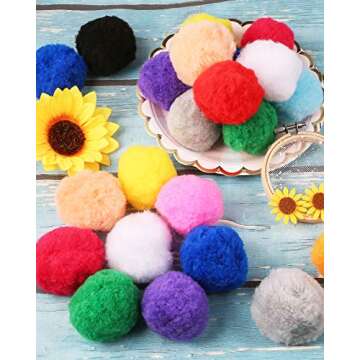 Pllieay 30pcs 15 Colors 2.4 Inch Very Large Assorted Pom Poms Arts and Crafts for DIY Creative Crafts Decorations, Water Balloons Outdoor Water Toys