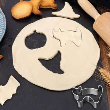 Quacc 8 PCS Halloween Cookie Cutter Set Stainless Steel Biscuit Cutters for Baking - Pumpkin, Bat, Spider, Skull, Witch, Ghost, Cat, Witch Hat Shape