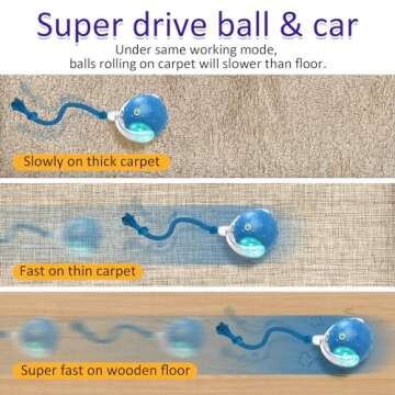 Giociv Interactive Cat Toys Ball for Indoor Cats Fast Rolling on Carpet, Chirping & Motion Activate Cat Toys (Blue)