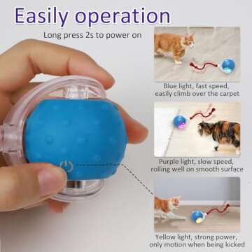 Giociv Interactive Cat Toys Ball for Indoor Cats Fast Rolling on Carpet, Chirping & Motion Activate Cat Toys (Blue)