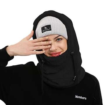 Shy Velvet Balaclava Wind-Resistant Ski Mask Winter Face Mask,Fleece Cold Weather Ski Mask for Women and Men Sherpa Hood ski mask Black