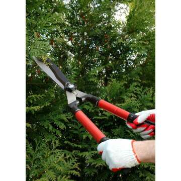 TABOR TOOLS B212A Telescopic Hedge Shears with Wavy Blade and Extendable Steel Handles. Extendable Manual Hedge Clippers for Trimming Borders, Boxwood, and Tall Bushes.