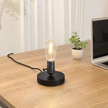 Licperron Vintage Lamps Table Lamp Base E26 E27 Industrial Small Desk Lamp with Plug in Cord On/Off Switch Bedside Lamp Holder for Home Lighting Decor, Small Lamp