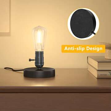 Licperron Vintage Lamps Table Lamp Base E26 E27 Industrial Small Desk Lamp with Plug in Cord On/Off Switch Bedside Lamp Holder for Home Lighting Decor, Small Lamp