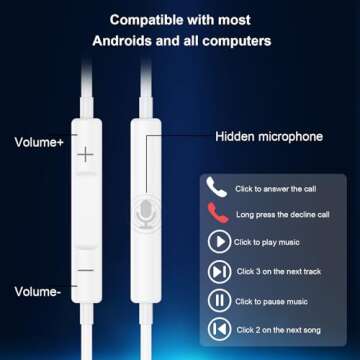 Wired Headphones for iPhone Headphones Wired Earbuds Built-in Microphone & Volume Control Nosie Reduction Headsets Compatible with iPhone 14/13/12/11/XR/XS/X/8/7/SE/Pro/Pro Max/Support All iOS System