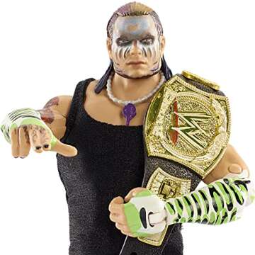 Mattel WWE Fan TakeOver Ultimate Edition Jeff Hardy Action Figure, 6-in, with Interchangeable Entrance Gear, WWE Championship, Extra Head & Swappable Hands for Ages 8 Years Old & Up