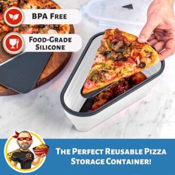 The Perfect Pizza Pack™ - Reusable Pizza Storage Container with 5 Microwavable Serving Trays - BPA-Free Adjustable Pizza Slice Container to Organize & Save Space, White