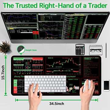 ProbTis Stock Market Mouse Pad, Investing Guidance, Finance Gifts for Day Trader Investor, Large Desk Mat for Keyboard and Mouse, 35.4”x15.7”, Employee Appreciation Gifts