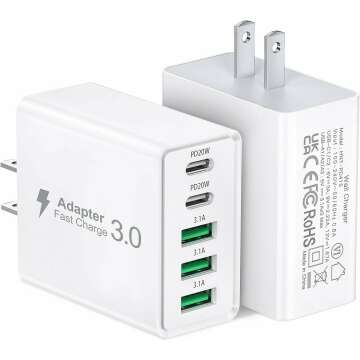 2-Pack USB C Wall Charger, 50W 5-Port Fast Charging Block