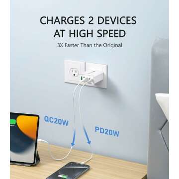 50W 5-Port USB C Wall Charger Block for Fast Charging