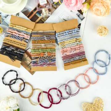 Boho Hair Ties & Bracelets - 24PCS, No Damage