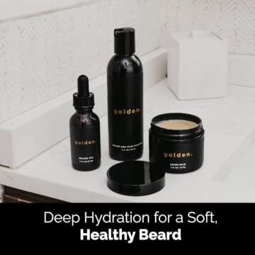 Golden Grooming Co. Everyday Beard Bundle – Complete Beard Care Set | Includes Beard Oil, Balm & Shampoo (Regular, Fresh)