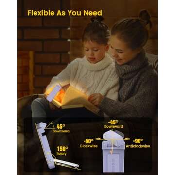 Glocusent USB Rechargeable Book Light for Reading in Bed, Portable Clip-on LED Reading Light, 3 Amber Colors & 5 Brightness Dimmable, Compact & Long Lasting, Perfect for Book Lovers, Kids