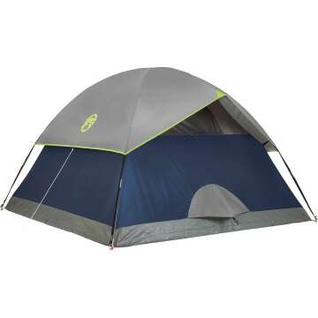 Coleman Sundome Camping Tent, 2/3/4/6 Person Dome Tent with Snag-Free Poles for Easy Setup in Under 10 Mins, Included Rainfly Blocks Wind & Rain, Tent for Camping, Festivals, Backyard, Sleepovers