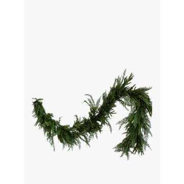 Norfolk & Cypress Mix Faux Garland, Holiday Greenery Decor (9')