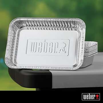 Weber Aluminum Drip Pans, 6 x 1.4 x 8.6 Inches, 10 Count ( Pack of 1)