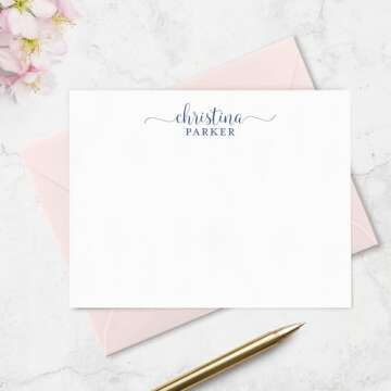 Personalized Stationary Note Cards and Envelopes for Women - Custom Flat Note Cards Stationery Set - Choose Ink and Envelope Colors | Fairmont & Grove Paper Co. (Style #1)