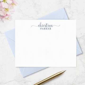 Personalized Stationary Note Cards and Envelopes for Women - Custom Flat Note Cards Stationery Set - Choose Ink and Envelope Colors | Fairmont & Grove Paper Co. (Style #1)