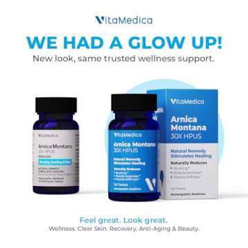 VitaMedica Arnica Montana 30X Rapid Dissolve Arnica Tablets for Natural Pain, Bruising, and Swelling Support - Homeopathic Medicine for Injury and Surgery Recovery - 150 Ct - 50 Servings