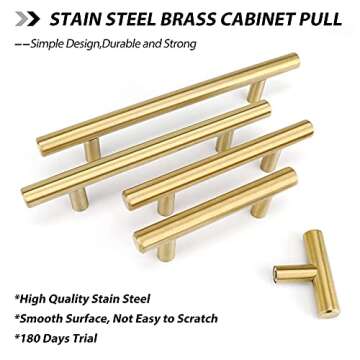 goldenwarm 15 Pack Gold Cabinet Pulls Gold Kitchen Cabinet Handles Drawer Handles 76mm Furniture Door Hardware - LS201GD76 Brushed Brass Dresser Handles Modern Closet Door Pulls 3in Hole Centers