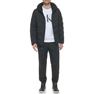 Calvin Klein Men's Puffer Jacket with Sherpa Hood